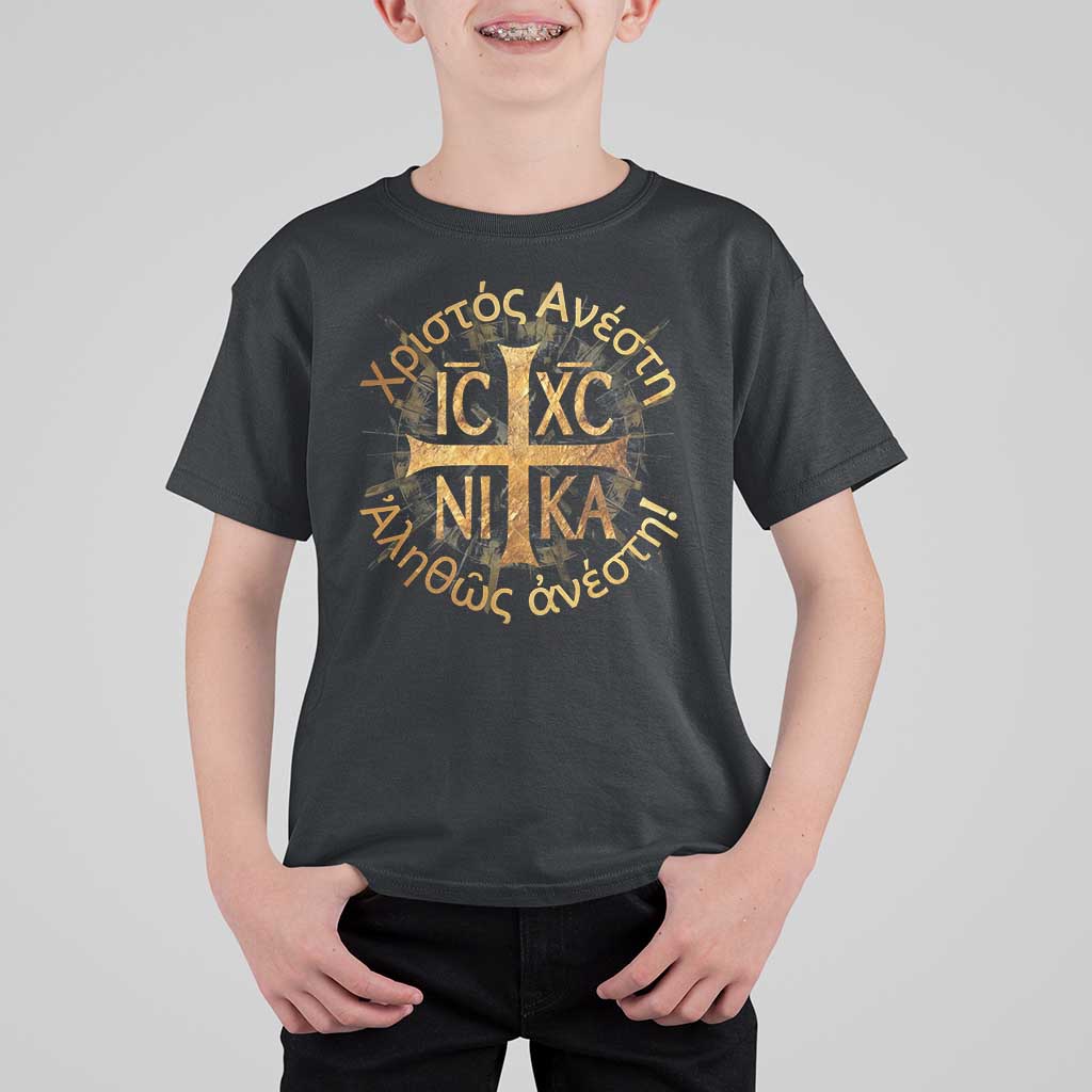 Orthodox Easter Christian T Shirt For Kid Christ Is Risen Truly He Is Risen NIKA Cross