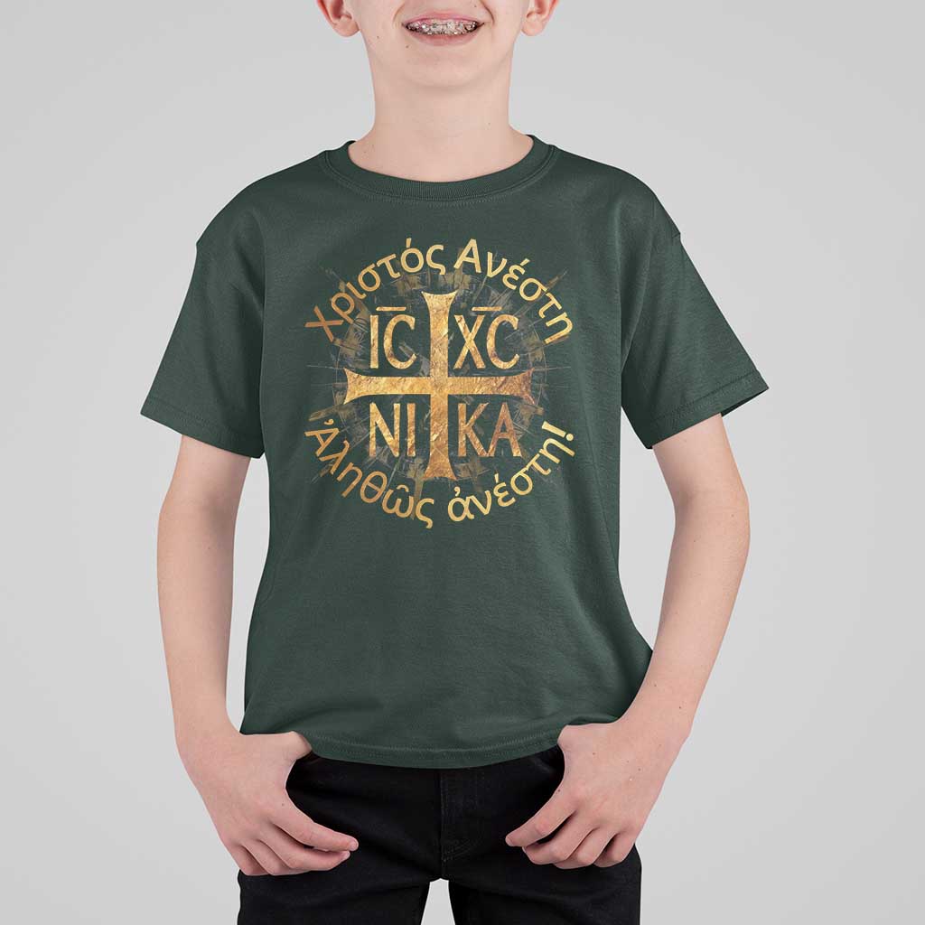 Orthodox Easter Christian T Shirt For Kid Christ Is Risen Truly He Is Risen NIKA Cross