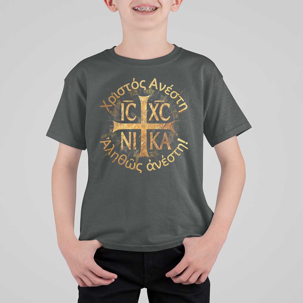 Orthodox Easter Christian T Shirt For Kid Christ Is Risen Truly He Is Risen NIKA Cross
