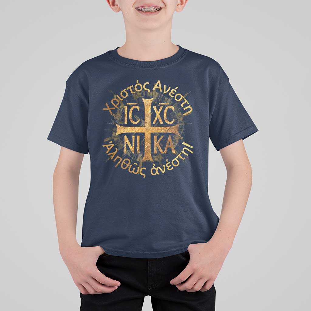 Orthodox Easter Christian T Shirt For Kid Christ Is Risen Truly He Is Risen NIKA Cross