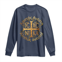 Orthodox Easter Christian Long Sleeve Shirt Christ Is Risen Truly He Is Risen NIKA Cross