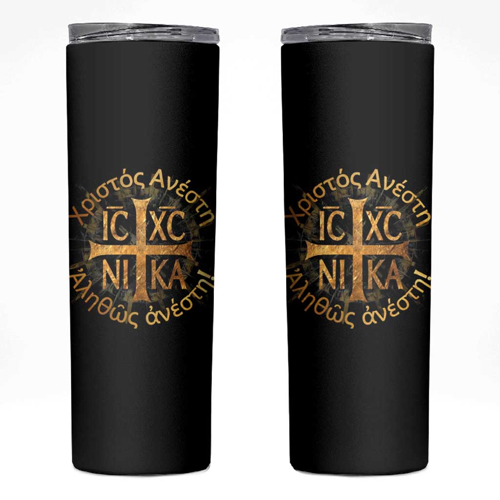 Orthodox Easter Christian Skinny Tumbler Christ Is Risen Truly He Is Risen NIKA Cross