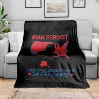 Iran Forgot Our President Has 34 Felonies Throw Blanket Vintage USA Red Wave Map