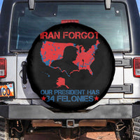 Iran Forgot Our President Has 34 Felonies Spare Tire Cover Vintage USA Red Wave Map