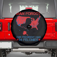 Iran Forgot Our President Has 34 Felonies Spare Tire Cover Vintage USA Red Wave Map