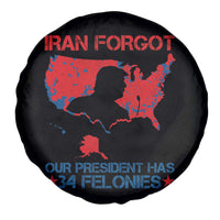 Iran Forgot Our President Has 34 Felonies Spare Tire Cover Vintage USA Red Wave Map