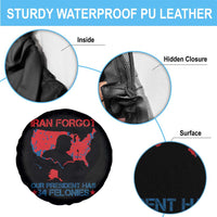 Iran Forgot Our President Has 34 Felonies Spare Tire Cover Vintage USA Red Wave Map