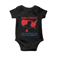 Iran Forgot Our President Has 34 Felonies Baby Onesie Vintage USA Red Wave Map