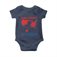 Iran Forgot Our President Has 34 Felonies Baby Onesie Vintage USA Red Wave Map