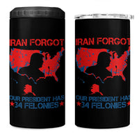 Iran Forgot Our President Has 34 Felonies 4 in 1 Can Cooler Tumbler Vintage USA Red Wave Map
