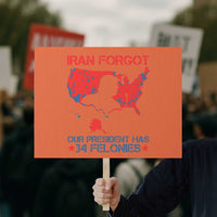 Iran Forgot Our President Has 34 Felonies Protest Sign Vintage USA Red Wave Map