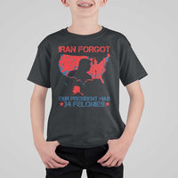 Iran Forgot Our President Has 34 Felonies T Shirt For Kid Vintage USA Red Wave Map