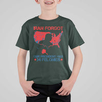 Iran Forgot Our President Has 34 Felonies T Shirt For Kid Vintage USA Red Wave Map