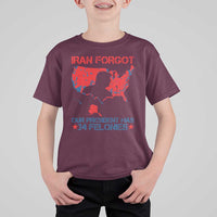 Iran Forgot Our President Has 34 Felonies T Shirt For Kid Vintage USA Red Wave Map