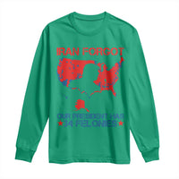 Iran Forgot Our President Has 34 Felonies Long Sleeve Shirt Vintage USA Red Wave Map