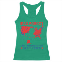 Iran Forgot Our President Has 34 Felonies Racerback Tank Top Vintage USA Red Wave Map