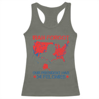 Iran Forgot Our President Has 34 Felonies Racerback Tank Top Vintage USA Red Wave Map