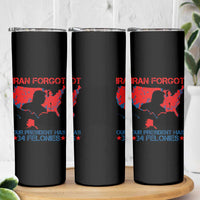 Iran Forgot Our President Has 34 Felonies Skinny Tumbler Vintage USA Red Wave Map