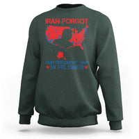 Iran Forgot Our President Has 34 Felonies Sweatshirt Vintage USA Red Wave Map
