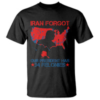 Iran Forgot Our President Has 34 Felonies T Shirt Vintage USA Red Wave Map