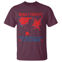 Iran Forgot Our President Has 34 Felonies T Shirt Vintage USA Red Wave Map