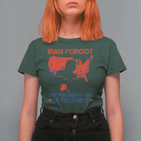 Iran Forgot Our President Has 34 Felonies T Shirt For Women Vintage USA Red Wave Map
