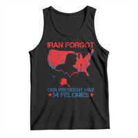 Iran Forgot Our President Has 34 Felonies Tank Top Vintage USA Red Wave Map