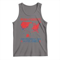 Iran Forgot Our President Has 34 Felonies Tank Top Vintage USA Red Wave Map