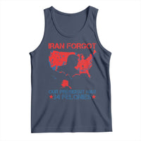 Iran Forgot Our President Has 34 Felonies Tank Top Vintage USA Red Wave Map