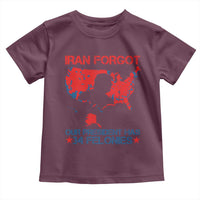 Iran Forgot Our President Has 34 Felonies Toddler T Shirt Vintage USA Red Wave Map