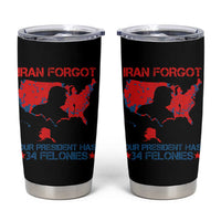 Iran Forgot Our President Has 34 Felonies Tumbler Cup Vintage USA Red Wave Map