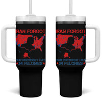 Iran Forgot Our President Has 34 Felonies Tumbler With Handle Vintage USA Red Wave Map