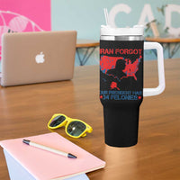 Iran Forgot Our President Has 34 Felonies Tumbler With Handle Vintage USA Red Wave Map