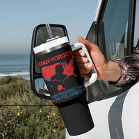 Iran Forgot Our President Has 34 Felonies Tumbler With Handle Vintage USA Red Wave Map