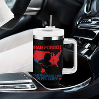 Iran Forgot Our President Has 34 Felonies Tumbler With Handle Vintage USA Red Wave Map