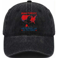 Iran Forgot Our President Has 34 Felonies Washed Cotton Baseball Cap Vintage USA Red Wave Map