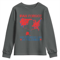 Iran Forgot Our President Has 34 Felonies Youth Sweatshirt Vintage USA Red Wave Map