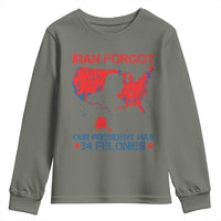 Iran Forgot Our President Has 34 Felonies Youth Sweatshirt Vintage USA Red Wave Map