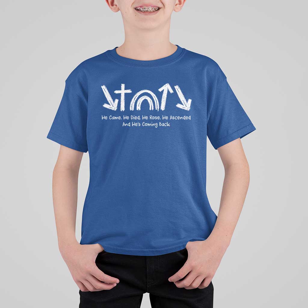 Christian Easter T Shirt For Kid He Came He Died He Rose He Ascended And He Is Coming Back
