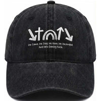 Christian Easter Washed Cotton Baseball Cap He Came He Died He Rose He Ascended And He Is Coming Back