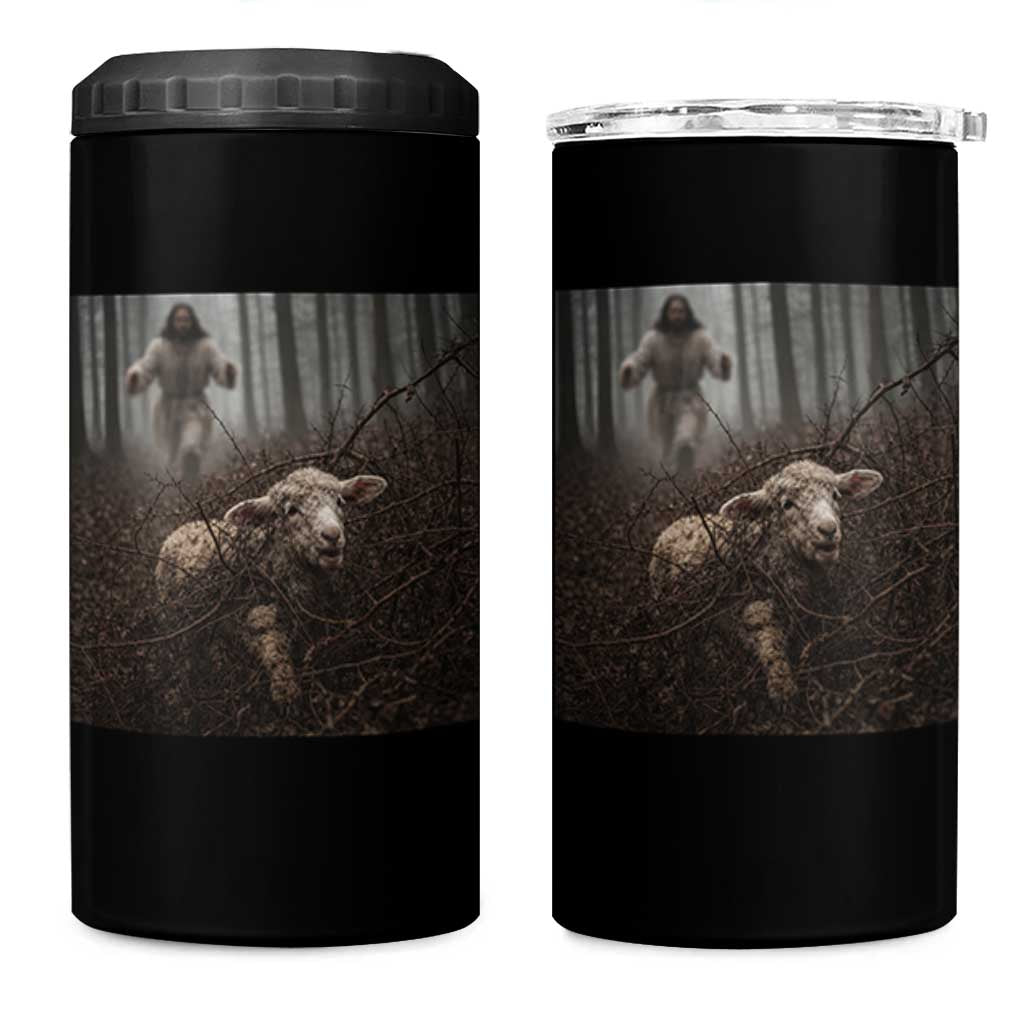 Christian Biblical Parable Of Lost Sheep Scene 4 in 1 Can Cooler Tumbler Funny Photo