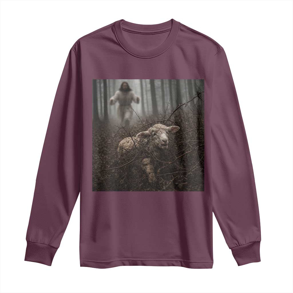 Christian Biblical Parable Of Lost Sheep Scene Long Sleeve Shirt Funny Photo