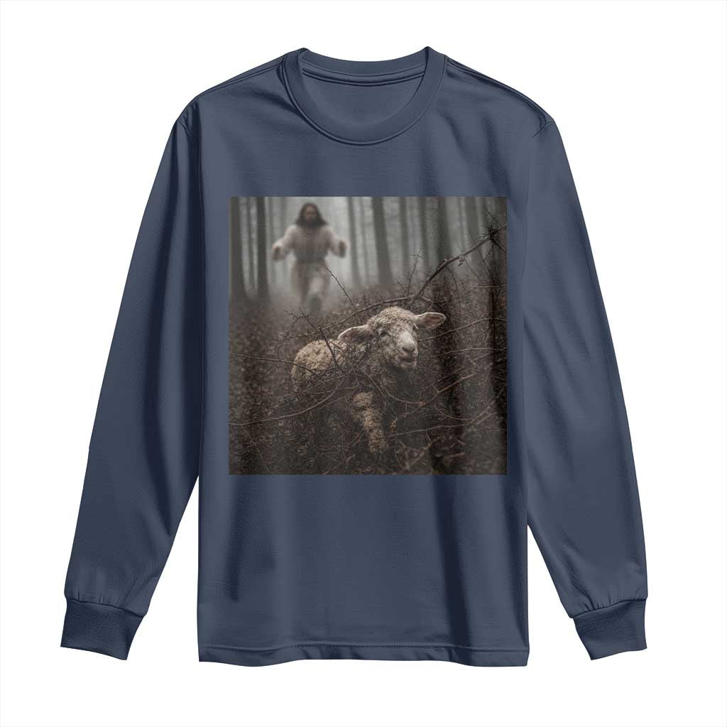 Christian Biblical Parable Of Lost Sheep Scene Long Sleeve Shirt Funny Photo