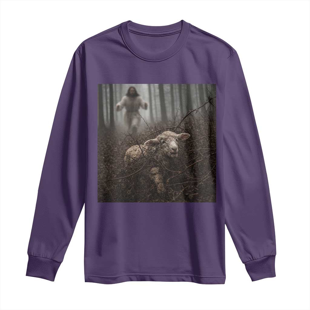 Christian Biblical Parable Of Lost Sheep Scene Long Sleeve Shirt Funny Photo