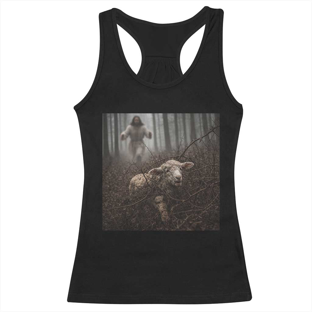 Christian Biblical Parable Of Lost Sheep Scene Racerback Tank Top Funny Photo