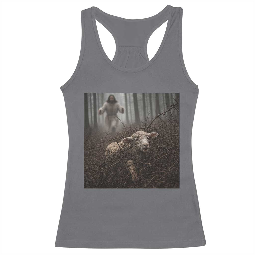 Christian Biblical Parable Of Lost Sheep Scene Racerback Tank Top Funny Photo