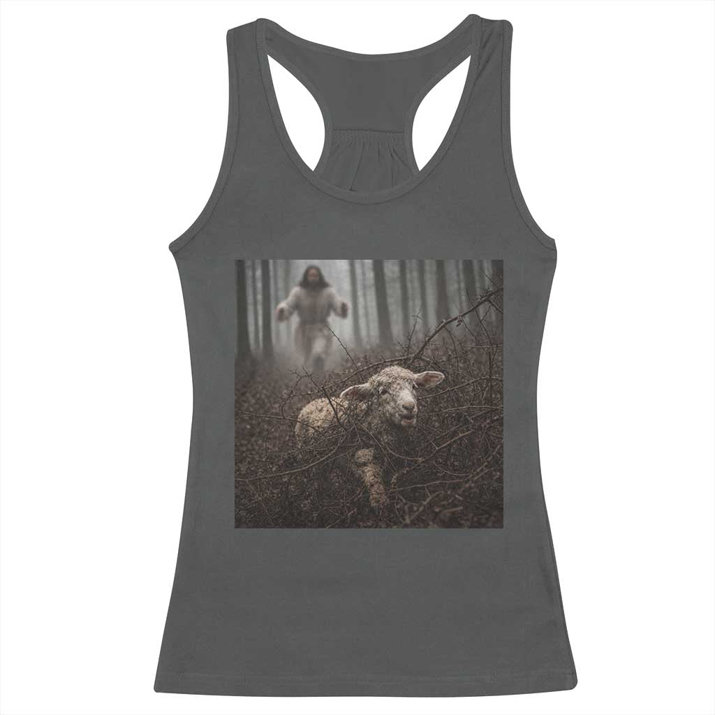 Christian Biblical Parable Of Lost Sheep Scene Racerback Tank Top Funny Photo