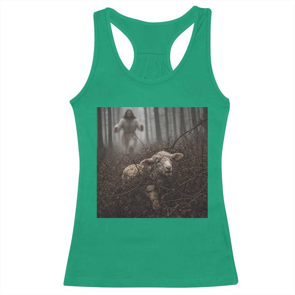 Christian Biblical Parable Of Lost Sheep Scene Racerback Tank Top Funny Photo