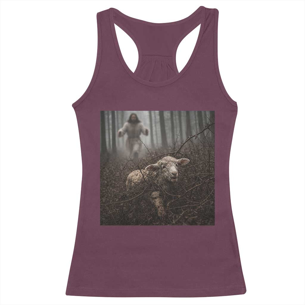 Christian Biblical Parable Of Lost Sheep Scene Racerback Tank Top Funny Photo