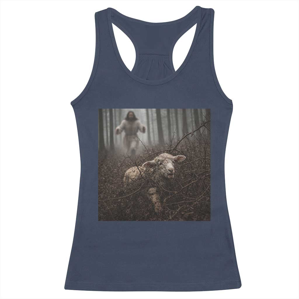 Christian Biblical Parable Of Lost Sheep Scene Racerback Tank Top Funny Photo